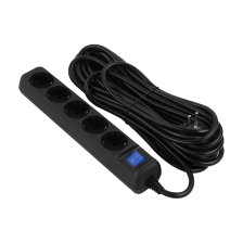 Мережевий фільтр 2E (2E-U05ES15M10BK) 5 розеток, 10 м, Black