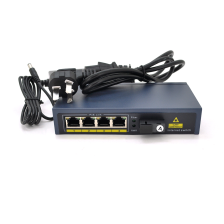 Комутатор  POE 48V/57V 4 портів PoE +1 порт Ethernet FX 155 Мбіт/с (UP-Link) A, 802.3af, Black, БП у комплекті,
