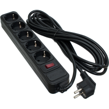 Мережевий фільтр Patron 10 m3*1mm2 (SP-10510) 5 розеток BLACK (EXT-PN-SP-16510)