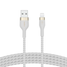 Кабель  Belkin USB-A - Lightning плетений, силіконовий, з ремінцем на магніті, 1м, білий CAA010BT1MWH