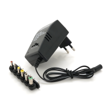 Блок живлення 30W, корпус - пластмаса, ручне регулювання, 6 Г-подібних роз'ємів, BOX