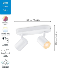 Розумний накладний точковий світильник  WiZ IMAGEO Spots 2x5W 2200-6500K RGB Wi-Fi білий 929002658801