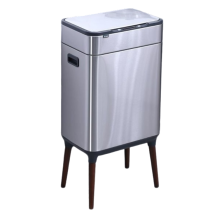 Сенсорне відро для сміття JAH 40 л прямокутне на ніжках срібний металік з внутрішнім відром