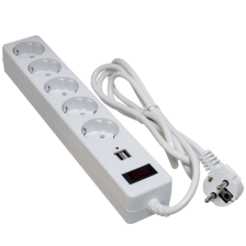 Фільтр мережевий PATRON 1.8m + 2 USB 2.0, 2.1A, 5 роз. White (EXT-PN-SP-52-USB-W)