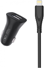 Автомобільний зарядний пристрій SkyDolphin SZ09L (2USB, 3.4A) Black (AZP-000109) + кабель Lightnin