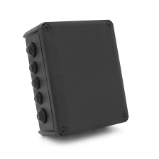 Коробка розподільна герметична/зовнішня   190х150х75мм; IP66 пластик; (РР) 10 гермовводів; чорна/антрацит