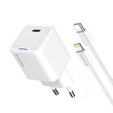 Зарядний пристрій ColorWay GaN Mini 20W PD Port PPS USB-C White (CW-CHS059PD-WT) + кабель 