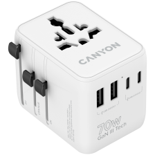 Зарядний пристрій  Canyon OnTour 70 3xUSB-C + 2xUSB-A EU/UK/US/AUS 70W White (CNS-TA70W1006W) 
