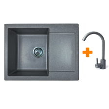 Мийка кухонна ADAMANT Minimal сіра c сифоном Nova + кухонний змішувач