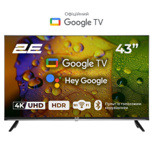 Телевізор  43" 2E LED 4K 60Hz Smart Google TV Black 2E-43A07KU