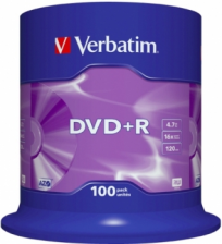 Диск DVD+R Verbatim 4.7Gb 16X CakeBox 100шт (43551)