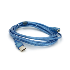 Кабель USB 2.0 AM/AF 3.0m ferrite transparent blue Voltronic (YT-AM/AF-3.0TBL)