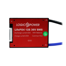 BMS плата  LiFePO4 36V 12S Dis 50A Ch 30A