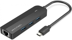 USB-хаб  Vention 3-Port USB 3.0 Hub with Gigabit Ethernet Adapter (TGPBB)