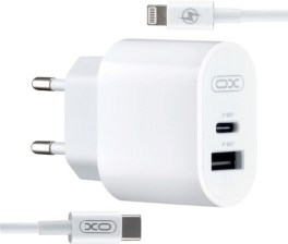 Зарядний пристрій  XO L97 (1Type-C/1USB/2.4A) + Type-C - Lightning White (XO-L97-LG)
