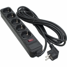 Мережевий фільтр PATRON 5.0 m3*1mm2 (SP-1055) 5 розеток BLACK (EXT-PN-SP-1055)