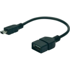 Кабель OTG Digitus USB 2.0 (AF/miniB) OTG 0.2m, black AK-300310-002-S