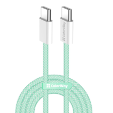 Кабель  ColorWay USB Type-C + USB Type-C (M/M), 3.0 А, 1 м, Green (CW-CBPDCC061-G)