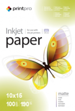 Фотопапір PrintPro матовий 190г/м, 10x15 PM190-100