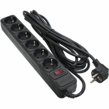 Мережевий фільтр PATRON 5.0 m3*1mm2 (SP-1065)  6 розеток BLACK (EXT-PN-SP-1065)