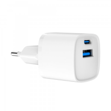 Зарядний пристрій  GEMBIRD 1xUSB-A, 1xUSB-C, PD20W + QC3.0 White (TA-UC-PDQC20-W-01)