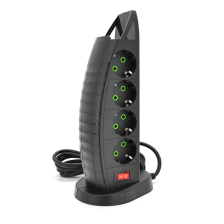 Мережевий фільтр  F14, 8 розеток EU+3 USB+Type-C, кнопка включення з індикатором, 2 м, 3х0,75мм, 2500W, Black, Box 