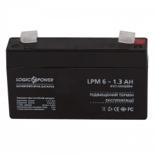 Акумуляторна батарея для ДБЖ  LogicPower LPM 6V 1.3AH (LPM 6 - 1.3 AH) AGM