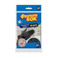 Рукавички Фрекен Бок латексні чорні M 10 шт (4823071648904)