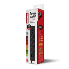 Мережевий фільтр-подовжувач  СolorWay 4 розетки/3USB (2USB-A + 1 TYPE-C) (24W) Black 2M