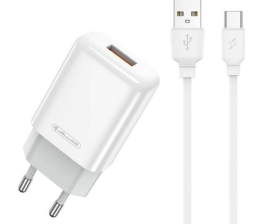 Зарядний пристрій Jellico EU01 1USB 12W + Type-C Cable White