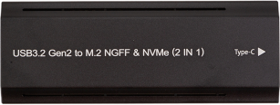 Зовнішня кишеня  PowerPlant для SSD M.2 PCIe NGFF/NVMe USB 3.2 Type-C RGB (HC380527)