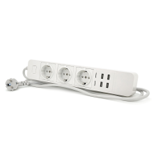 Мережевий фільтр  WiFi, 3 Розетки + 4 USB, 2 м, перетин 3х0,75мм, Black / White, Box 