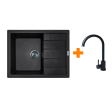 Мийка кухонна ADAMANT Anila чорна з сифоном Nova + кухонний змішувач