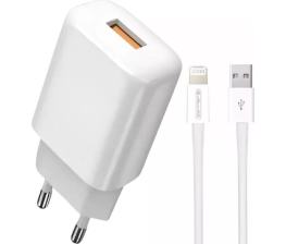 Зарядний пристрій Jellico EU01 1USB 12W + Lightning Cable White