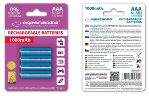 Акумулятор Ni-MH AAA 1000 mAh, 4шт, голубий ESPERANZA EZA102B