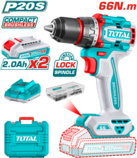 Шуруповерт  TOTAL TDLI20668 безщітковий 20В, Li-Ion, 2ак.