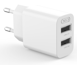 Зарядний пристрій XO L109 - 12W Dual port USB-A White (6978958)