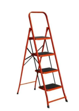 Драбина 85см, до 150кг, 4 сходинки з гумовими килимками, алюмінієвий сплав, 5кг, Box