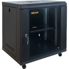 Шафа настінна  GEAR 12U 19" 600x450x650 мм, + полка 19", black (GWMSN-12U-600-450)