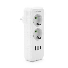 Розетка трійник із заземленням  F103-White, 2 розетки+2USB+1Type-C, 2500W, 10A, 110-250V~Max, Blister
