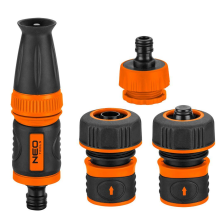 Набір для поливу  Neo Tools 3/4", зрошувач ручний прямий, 2 конектори для шланга, конектор для крана 