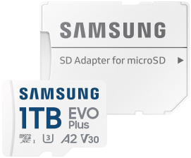 Карта пам'яті  Samsung 1TB microSDXC Class UHS-I U3 V30 A2 EVO Plus + SD Adapter (MB-MC1T0SA/EU)