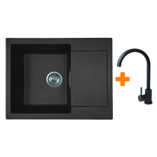 Мийка кухонна ADAMANT Minimal чорна c сифоном Nova + кухонний змішувач