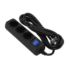 Мережевий фільтр 2E (2E-U03ESM3BK) 3 розетки, 3 м, Black