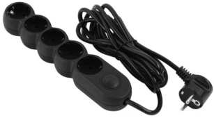 Мережевий фільтр  2E U05VESM3BK 5/3m Black (2E-U05VESM3BK)