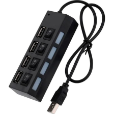 Концентратор  Voltronic USB 2.0 to 4xUSB with switches black (YT-HWS4HS-B)