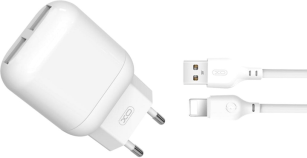 Зарядний пристрій  XO 2xUSB 2.4A + cable USB to Lightning white (L78-L-WH)