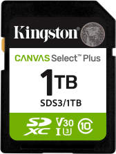 Карта пам'яті  Kingston Canvas Select Plus Gen3 UHS-I U3 V30 SDXC 1TB (SDS3/1TB)