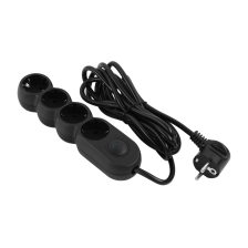 Мережевий фільтр 2E (2E-U04VESM3BK) 4 розетки, 3 м, Black