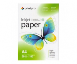 Фотопапір PrintPro глянц. 180г/м, A4 50л (PGE180050A4)
